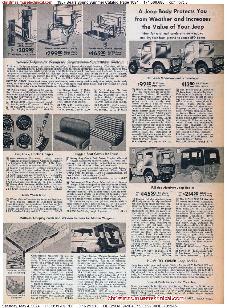 1957 Sears Spring Summer Catalog, Page 1091