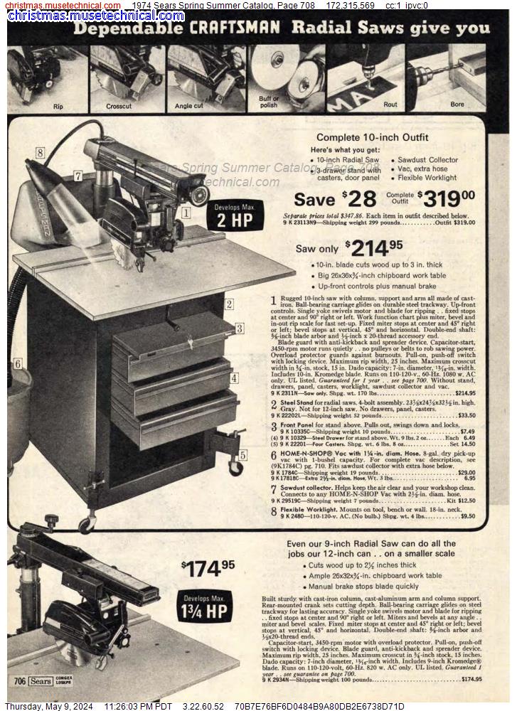 1974 Sears Spring Summer Catalog, Page 708