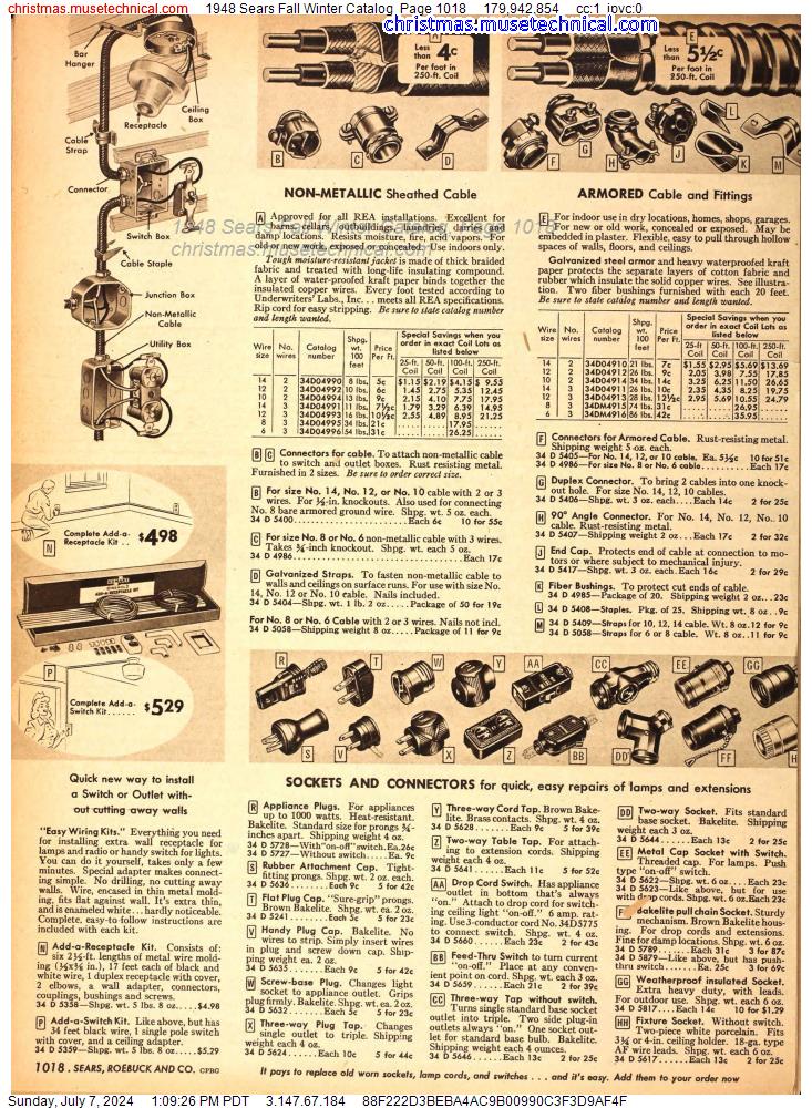 1948 Sears Fall Winter Catalog, Page 1018