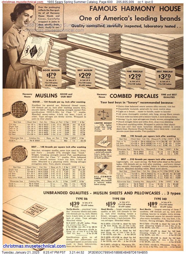 1955 Sears Spring Summer Catalog, Page 600