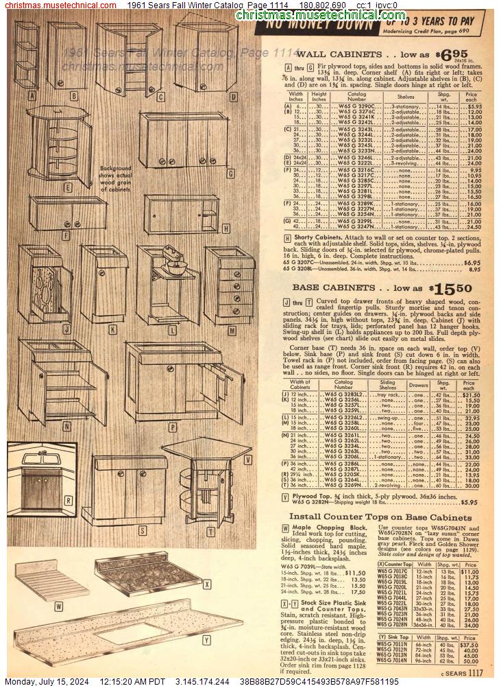 1961 Sears Fall Winter Catalog, Page 1114