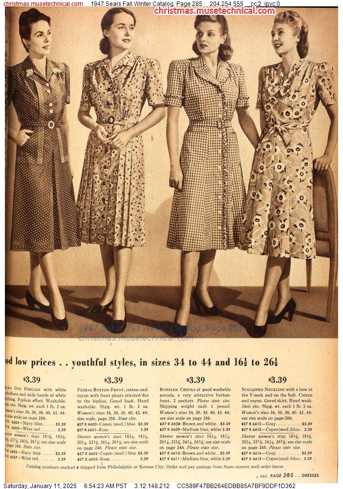 1947 Sears Fall Winter Catalog, Page 285