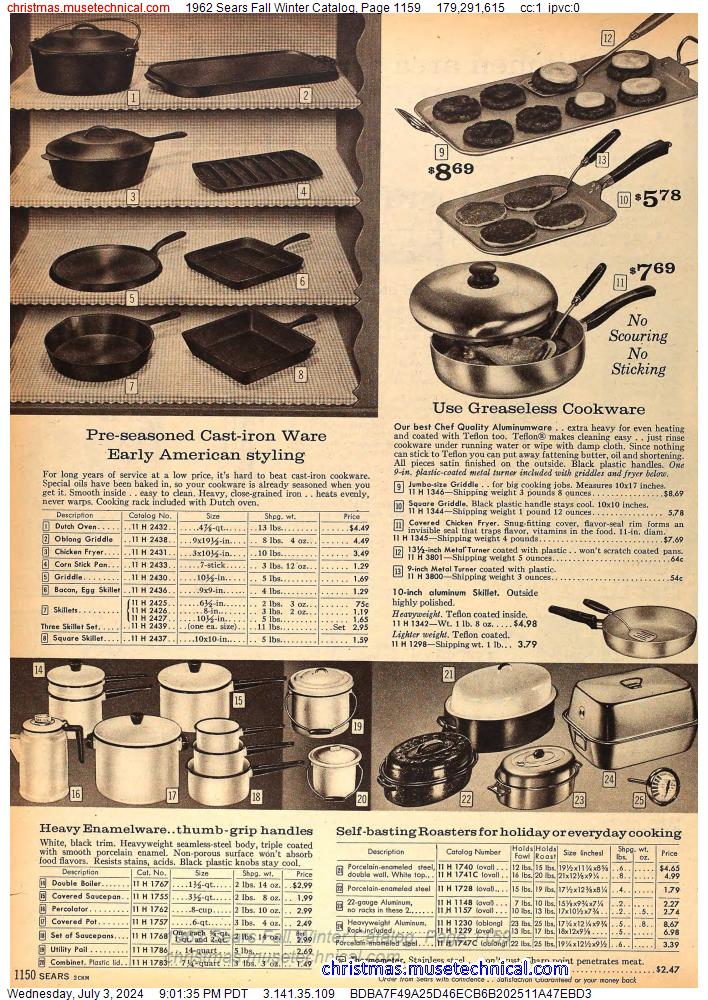 1962 Sears Fall Winter Catalog, Page 1159