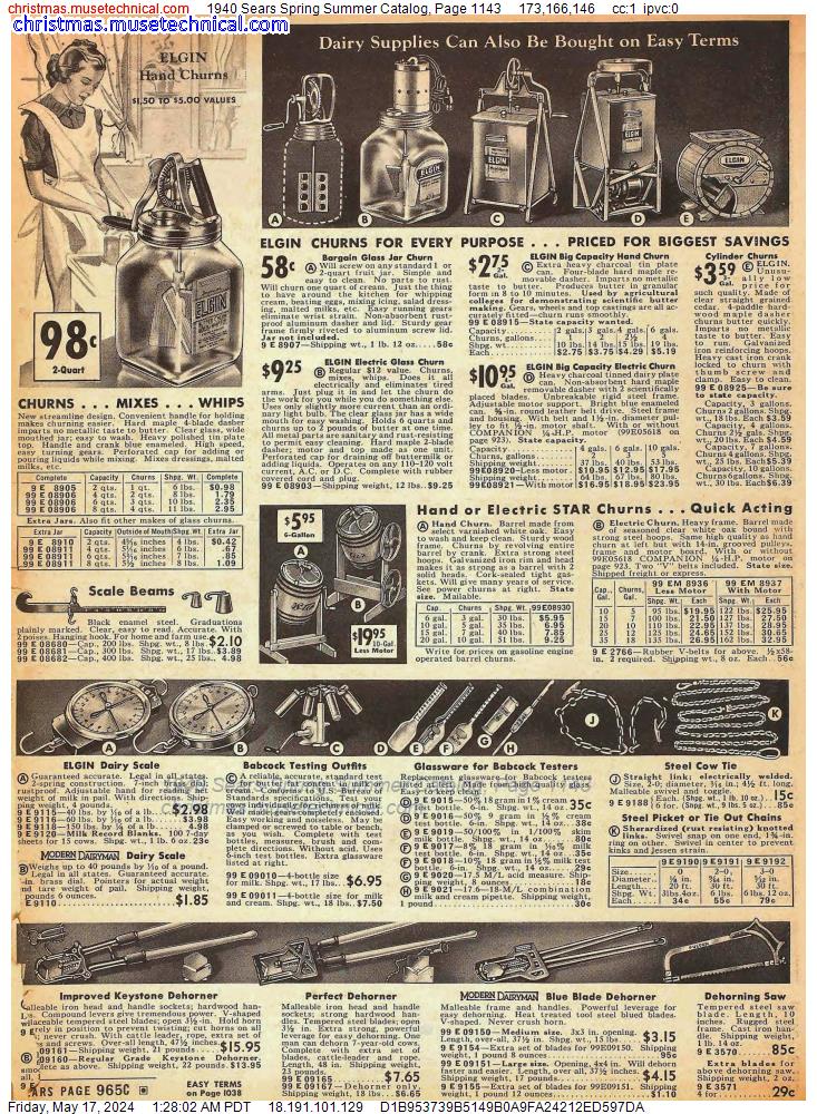1940 Sears Spring Summer Catalog, Page 1143