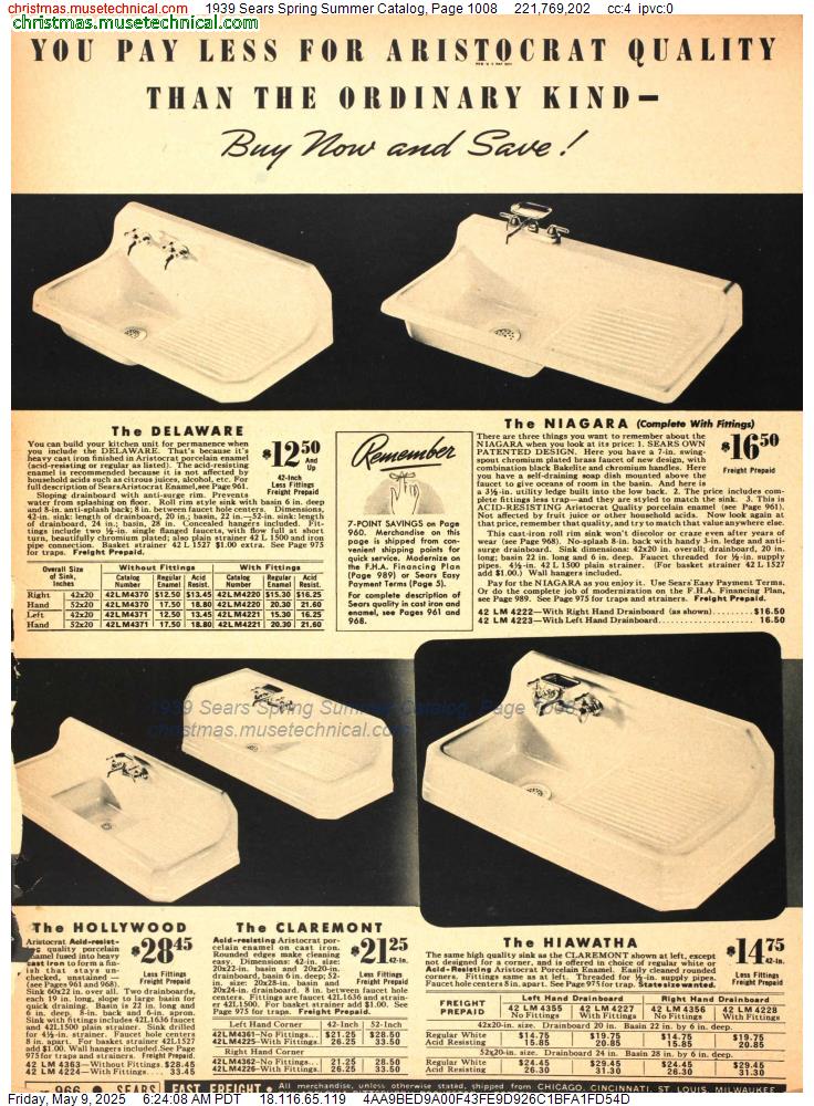 1939 Sears Spring Summer Catalog, Page 1008