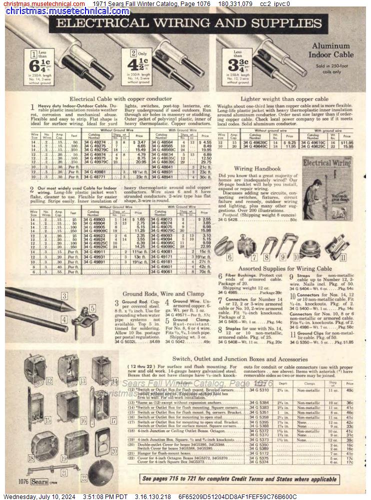 1971 Sears Fall Winter Catalog, Page 1076