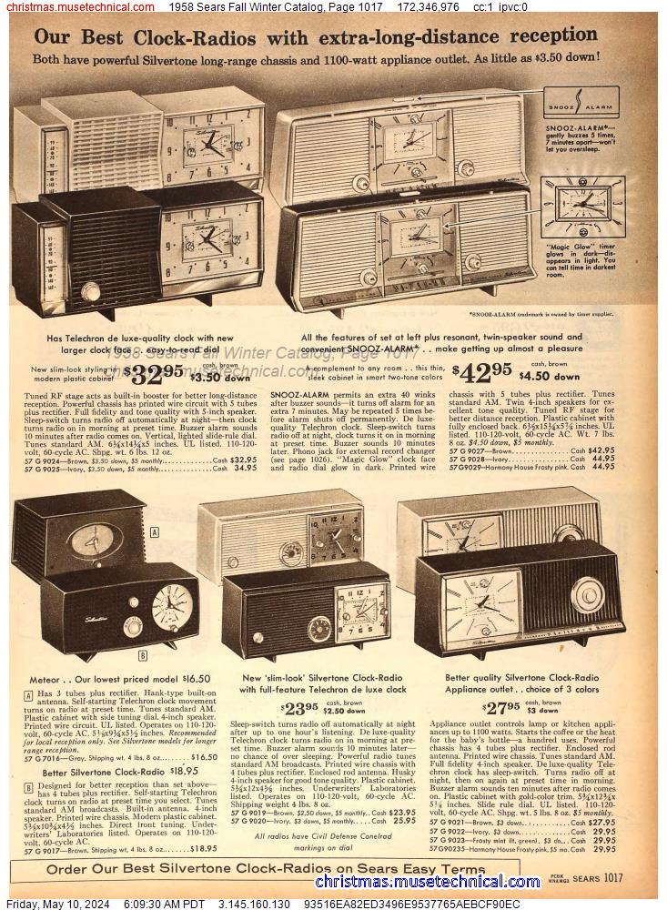 1958 Sears Fall Winter Catalog, Page 1017