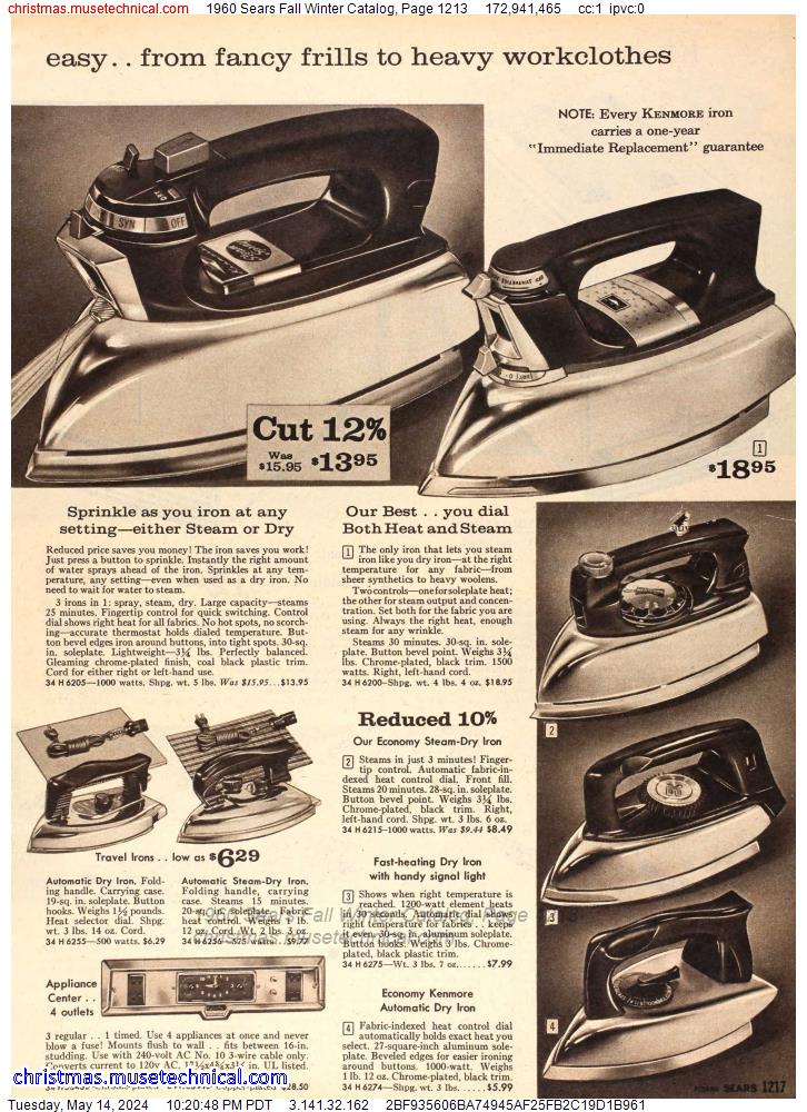 1960 Sears Fall Winter Catalog, Page 1213