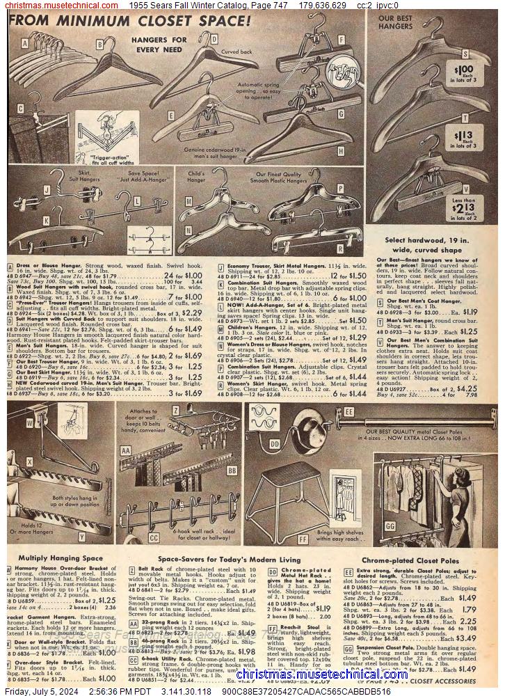 1955 Sears Fall Winter Catalog, Page 747