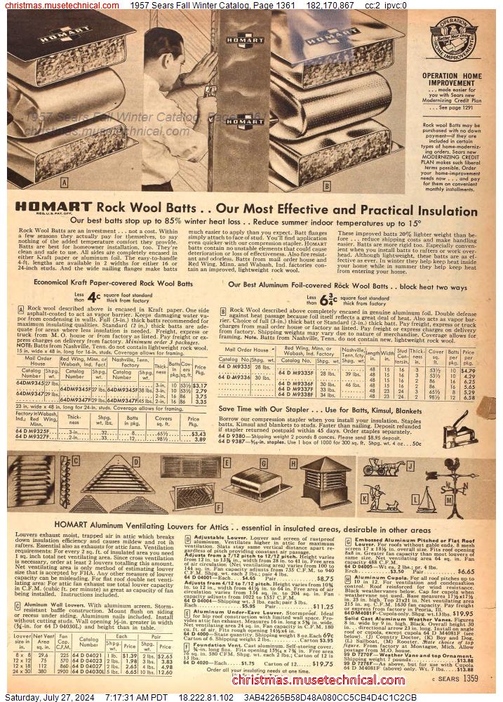1957 Sears Fall Winter Catalog, Page 1361