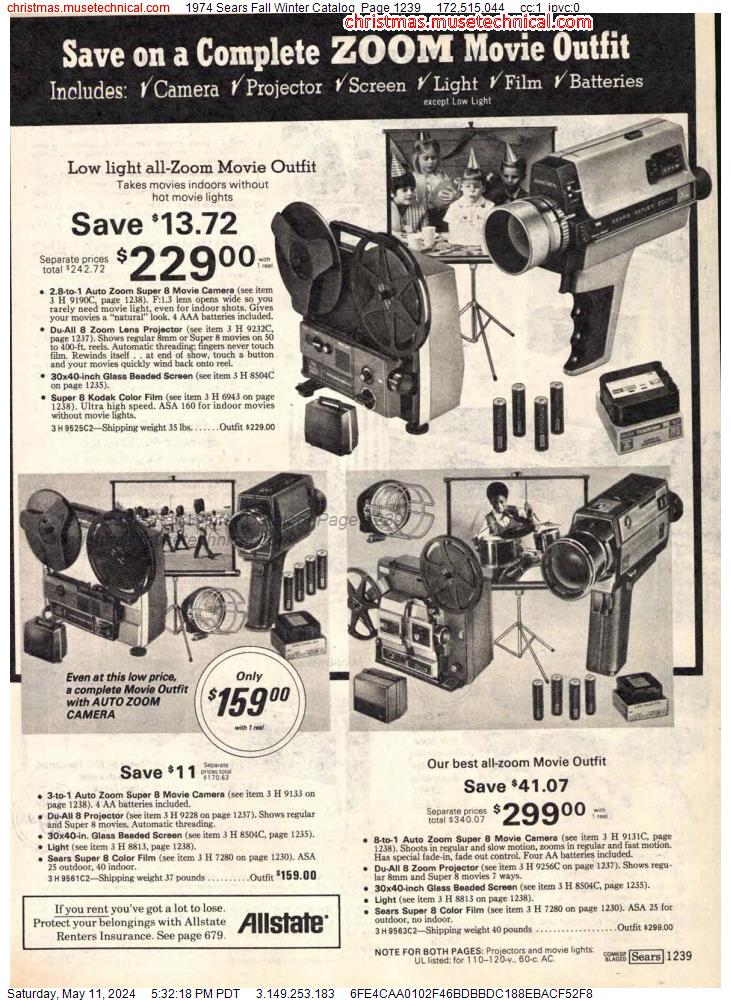 1974 Sears Fall Winter Catalog, Page 1239