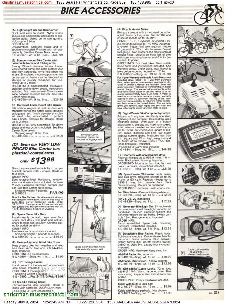 1983 Sears Fall Winter Catalog, Page 809