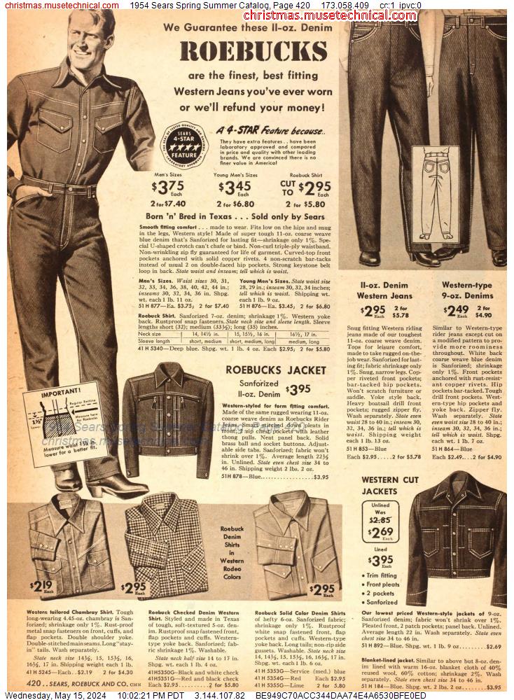 1954 Sears Spring Summer Catalog, Page 420