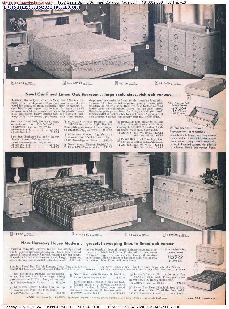 1957 Sears Spring Summer Catalog, Page 834