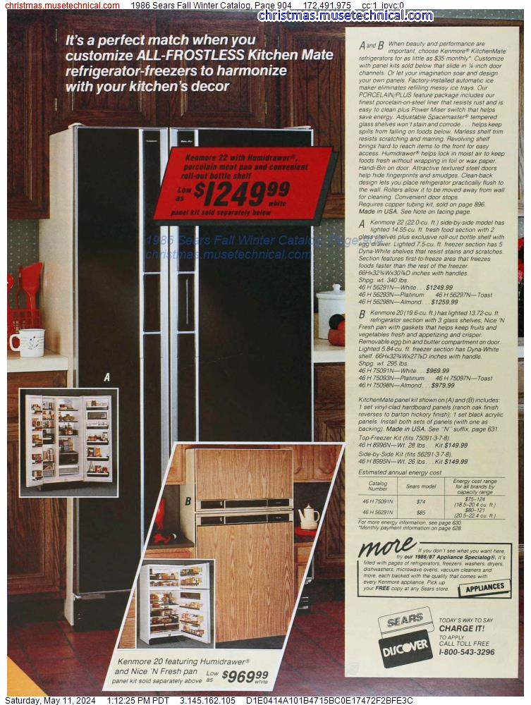 1986 Sears Fall Winter Catalog, Page 904