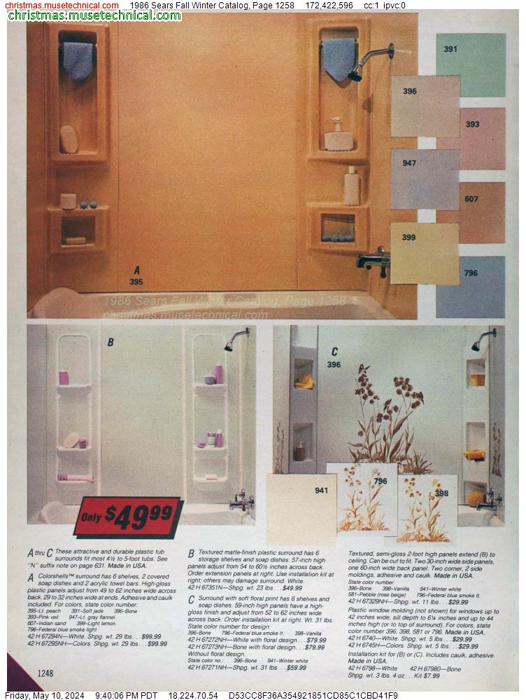 1986 Sears Fall Winter Catalog, Page 1258