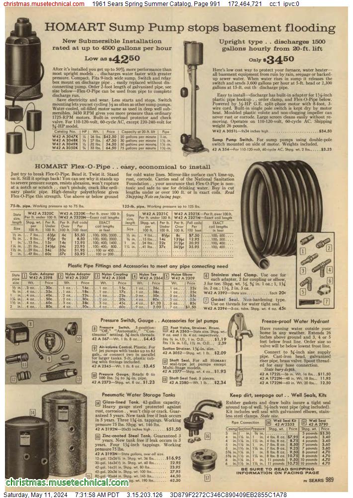 1961 Sears Spring Summer Catalog, Page 991