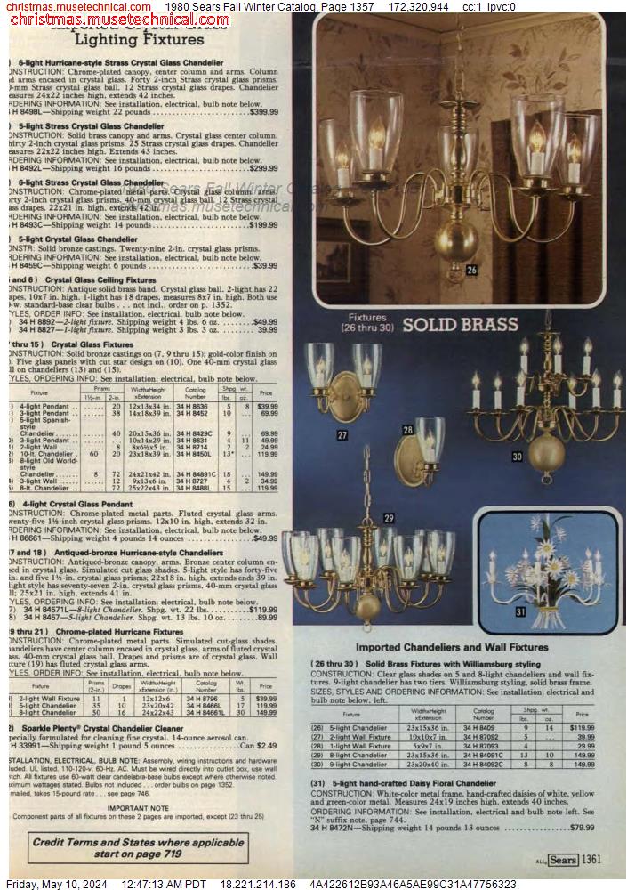 1980 Sears Fall Winter Catalog, Page 1357