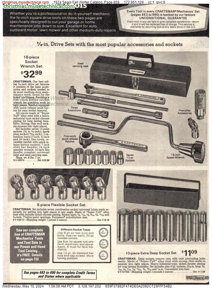 1974 Sears Fall Winter Catalog, Page 859
