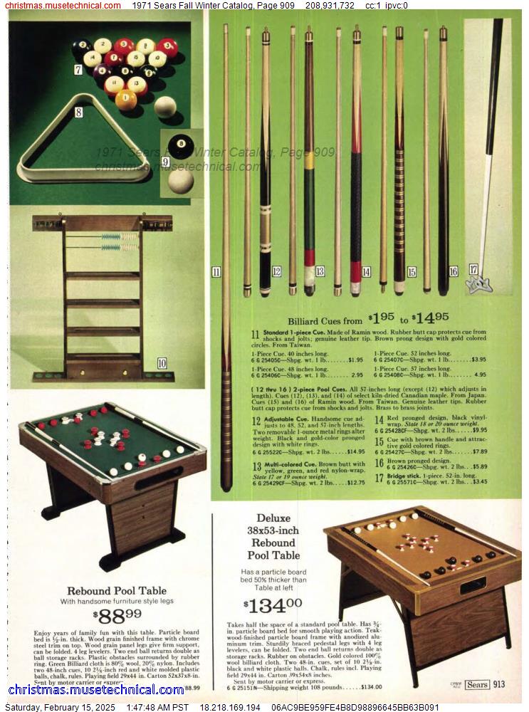 1971 Sears Fall Winter Catalog, Page 909