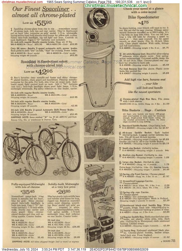 1965 Sears Spring Summer Catalog, Page 759