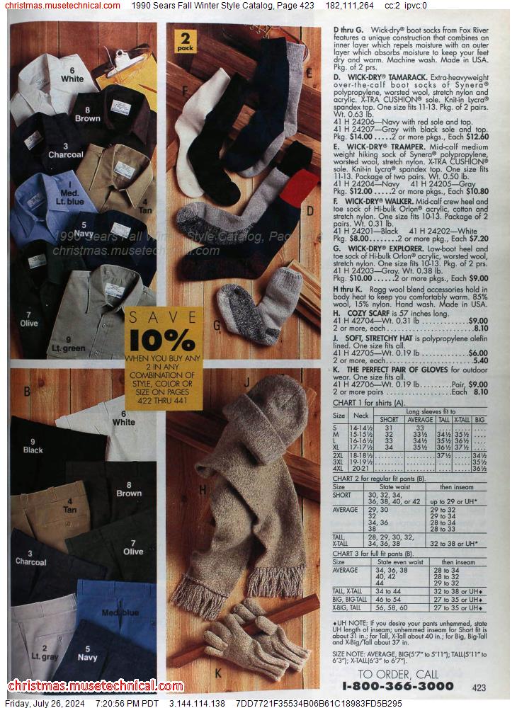 1990 Sears Fall Winter Style Catalog, Page 423