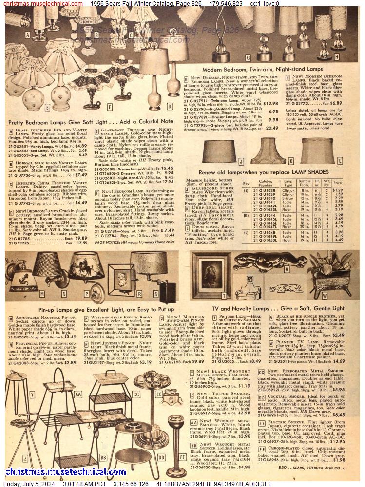 1956 Sears Fall Winter Catalog, Page 826