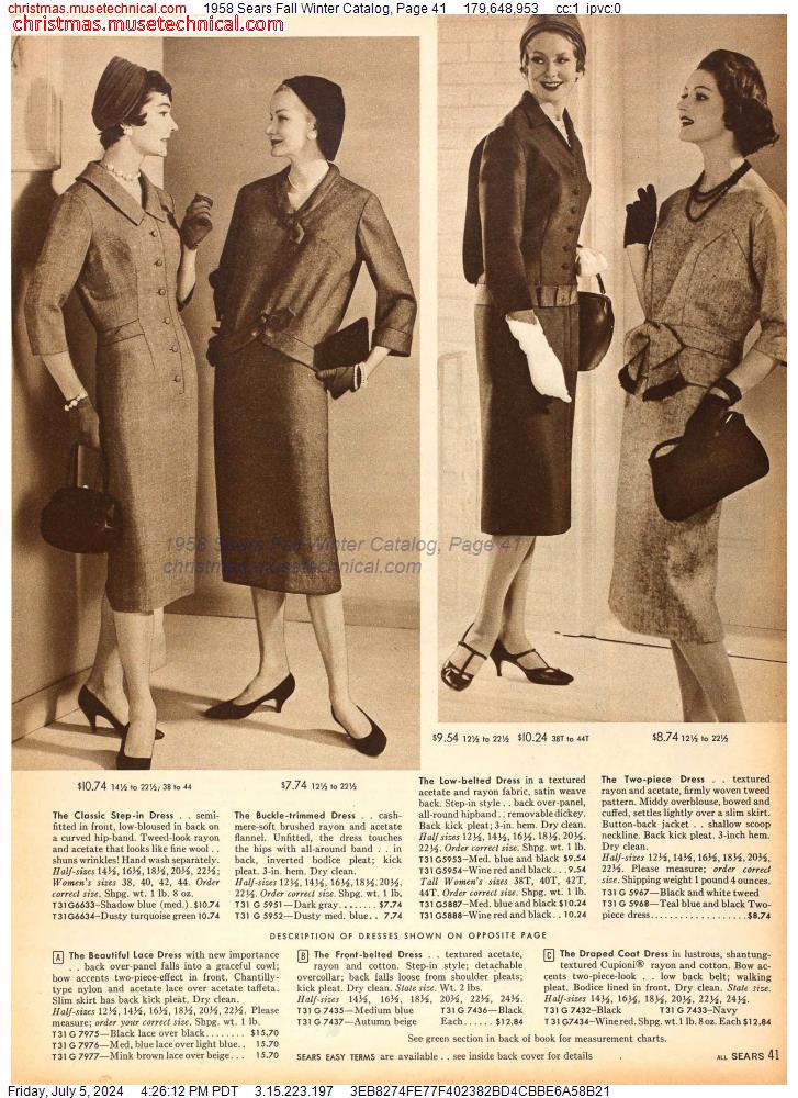 1958 Sears Fall Winter Catalog, Page 41