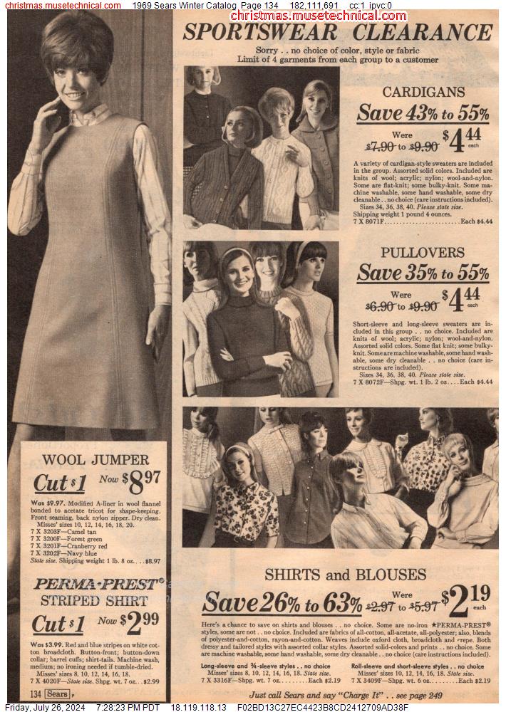 1969 Sears Winter Catalog, Page 134