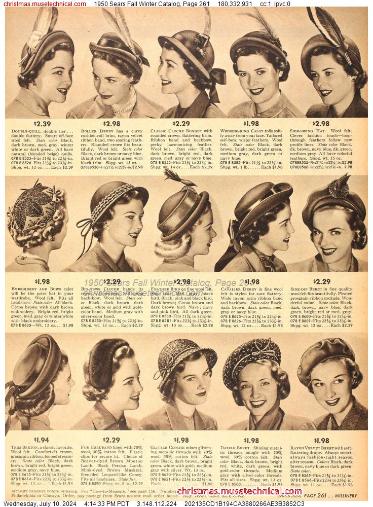 1950 Sears Fall Winter Catalog, Page 261
