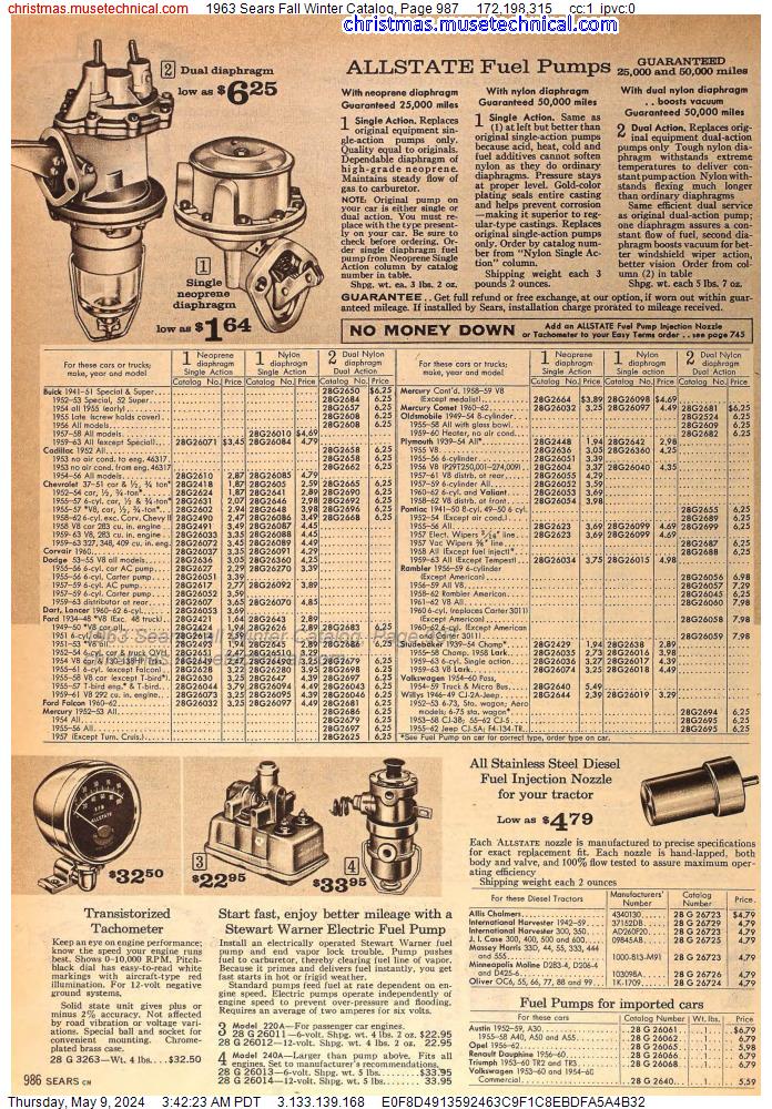 1963 Sears Fall Winter Catalog, Page 987