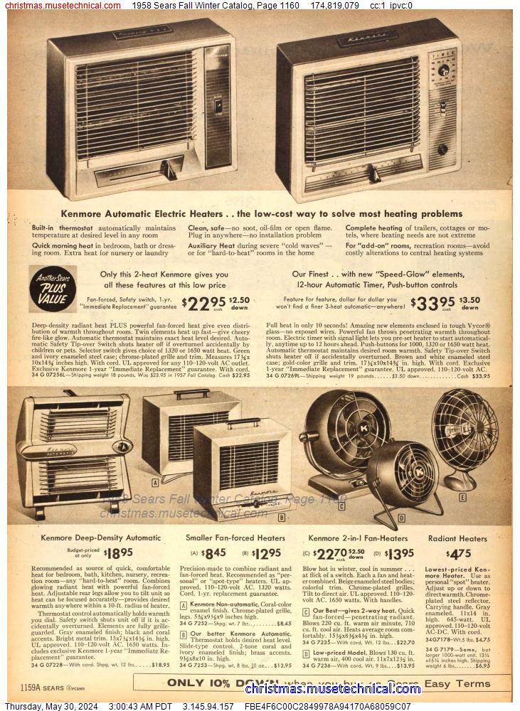 1958 Sears Fall Winter Catalog, Page 1160