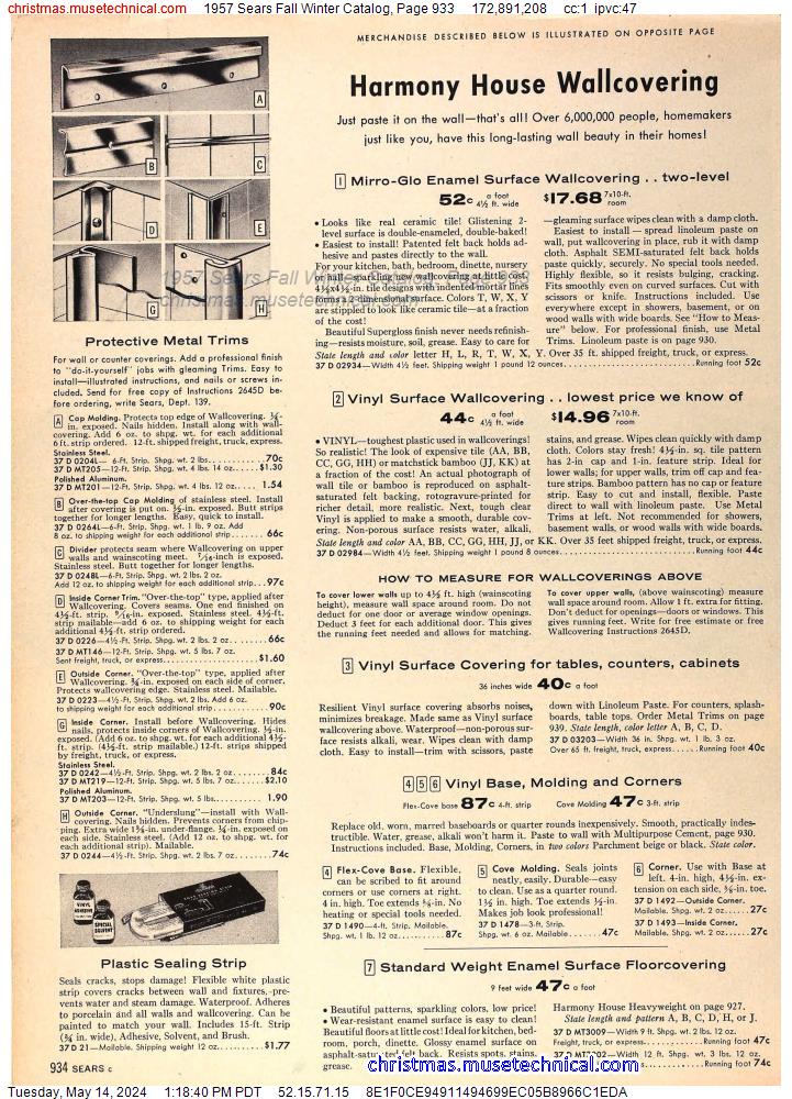 1957 Sears Fall Winter Catalog, Page 933