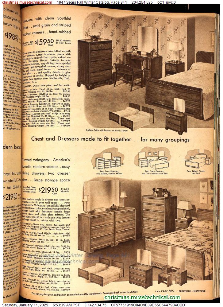 1947 Sears Fall Winter Catalog, Page 841