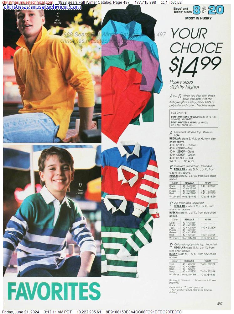 1988 Sears Fall Winter Catalog, Page 497