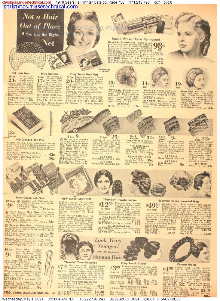1940 Sears Fall Winter Catalog, Page 758