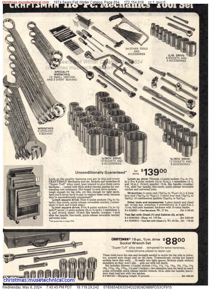 1974 Sears Fall Winter Catalog, Page 854