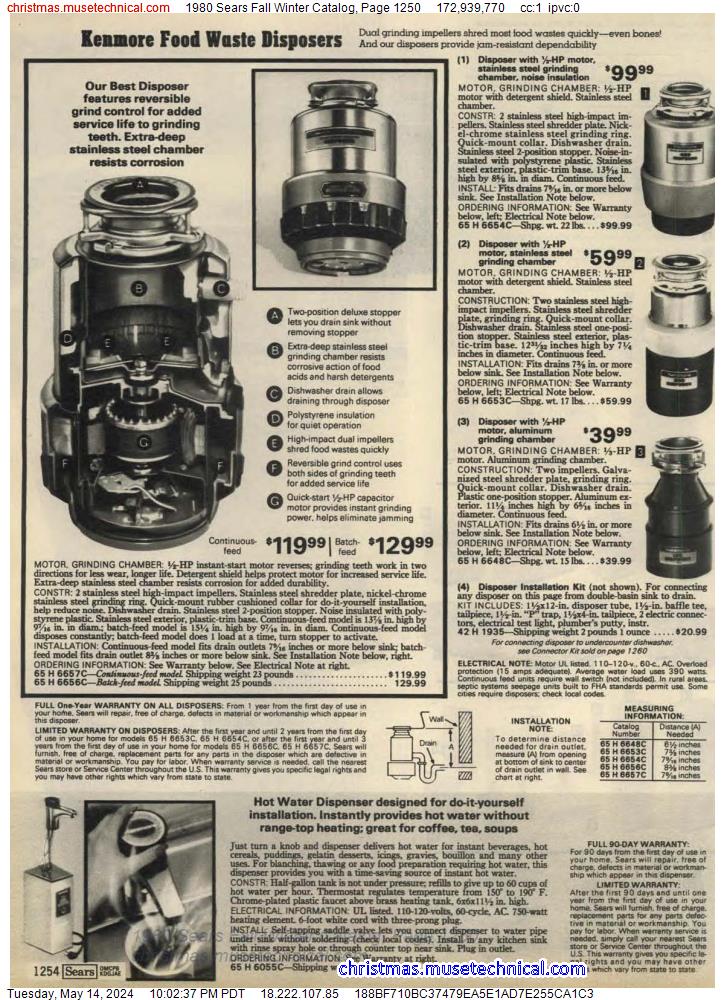 1980 Sears Fall Winter Catalog, Page 1250