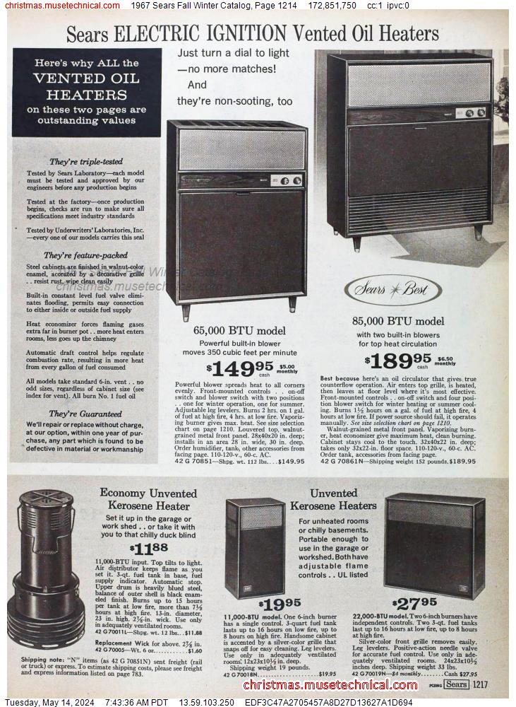 1967 Sears Fall Winter Catalog, Page 1214