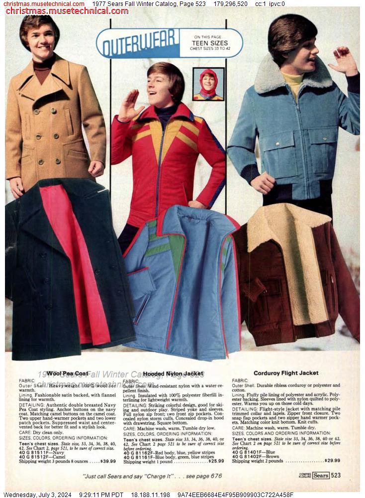1977 Sears Fall Winter Catalog, Page 523