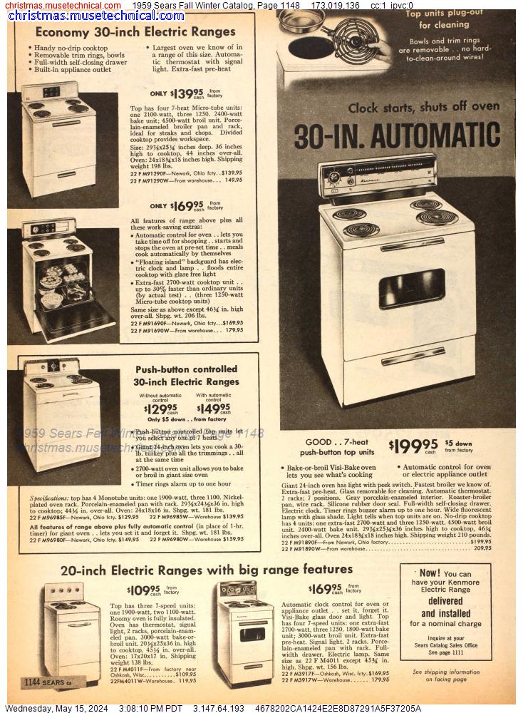 1959 Sears Fall Winter Catalog, Page 1148