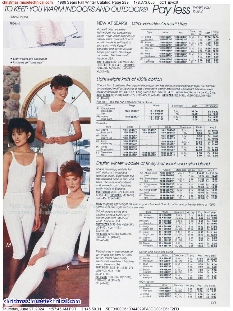 1988 Sears Fall Winter Catalog, Page 289
