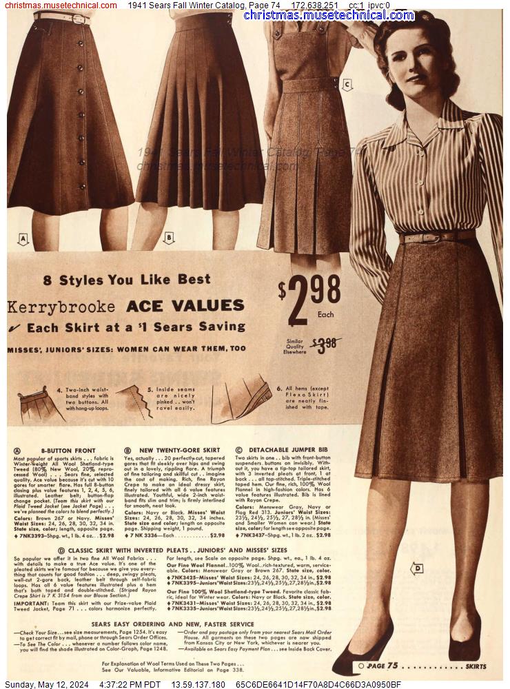1941 Sears Fall Winter Catalog, Page 74