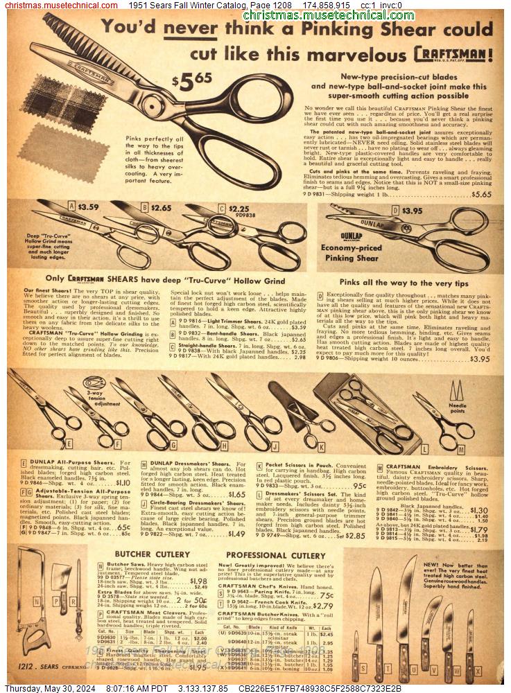 1951 Sears Fall Winter Catalog, Page 1208
