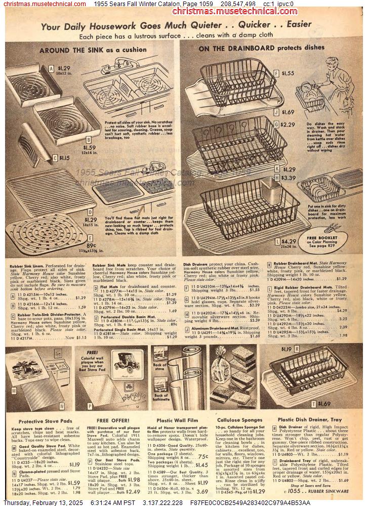 1955 Sears Fall Winter Catalog, Page 1059