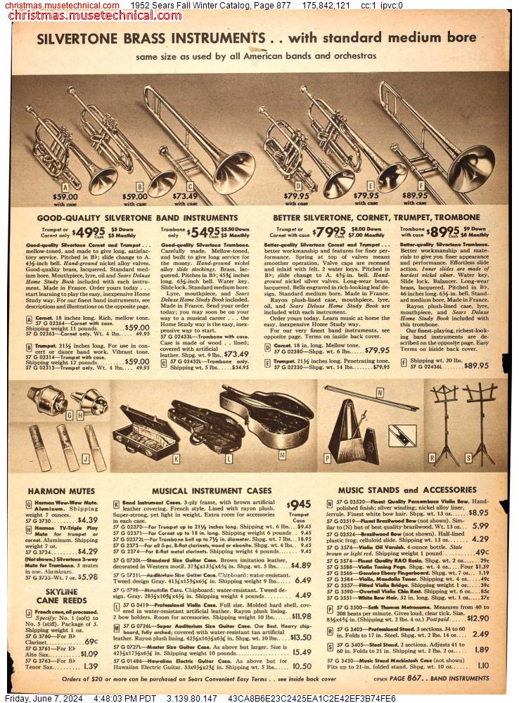 1952 Sears Fall Winter Catalog, Page 877