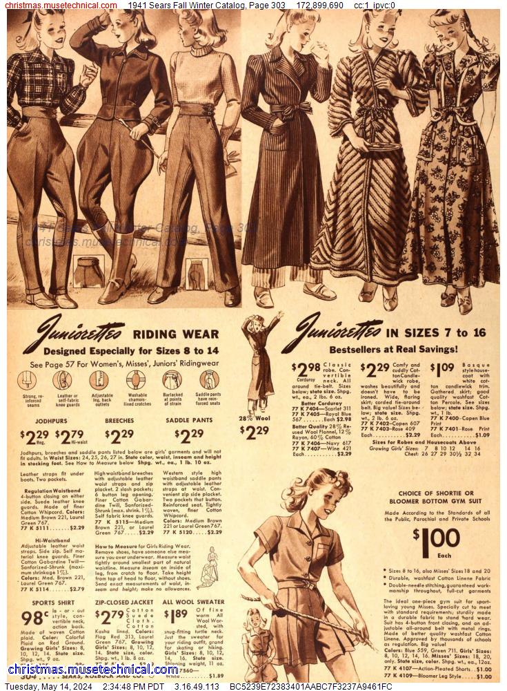 1941 Sears Fall Winter Catalog, Page 303