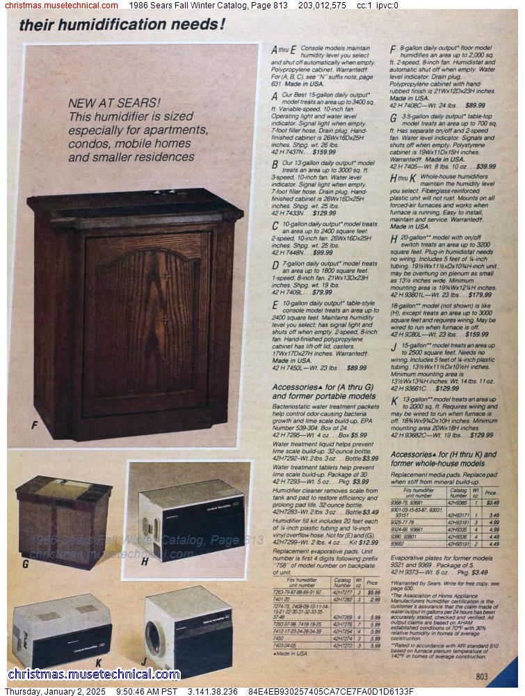 1986 Sears Fall Winter Catalog, Page 813