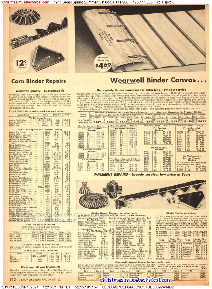 1944 Sears Spring Summer Catalog, Page 986