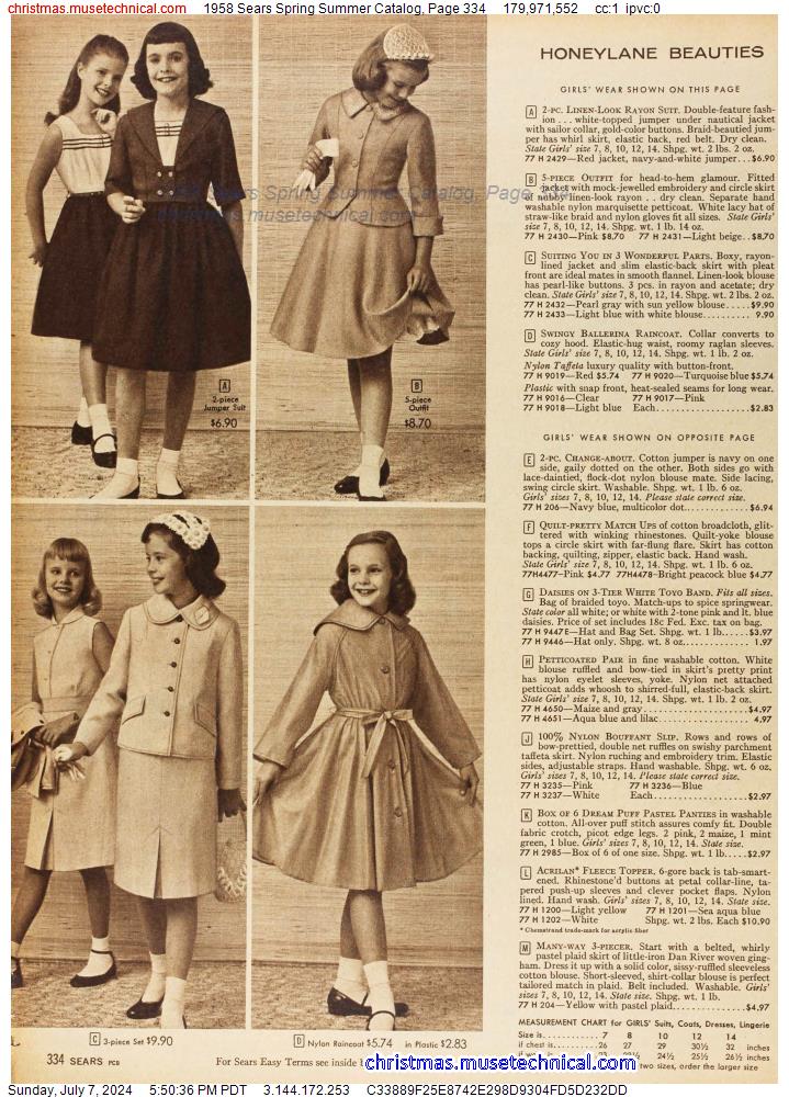 1958 Sears Spring Summer Catalog, Page 334